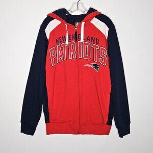 New England Patriots Sweatshirt Mens Large G-III NFL Red Full Zip Hoodie